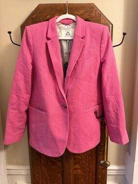 Joules Bright Pink herringbone wool blend Single-Button Blazer